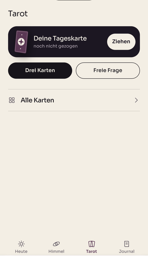 Tarot in oreluna mit Tageskarte, Drei Karten und Freier Frage